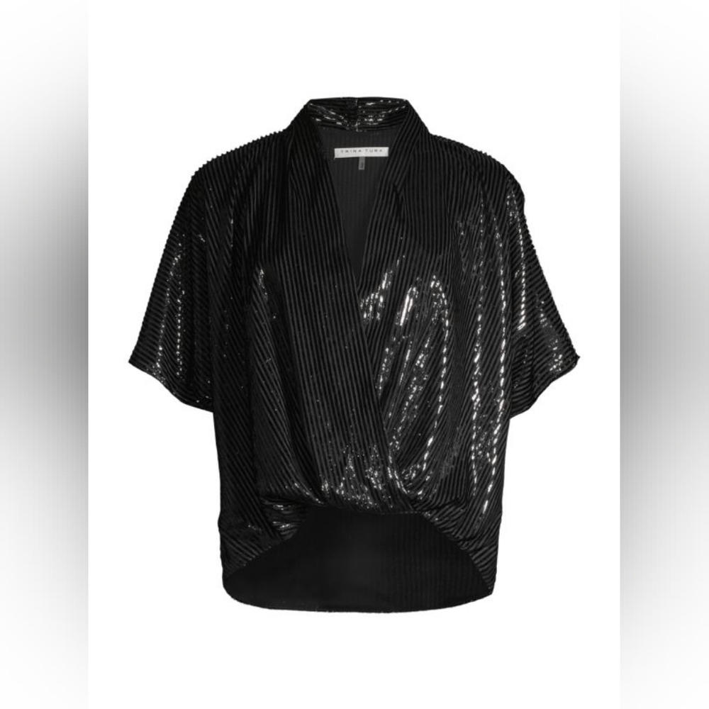 🆕️ Trina Turk Black Dressy Shimmer Concourse Women's Top Size XS/S - Picture 6 of 13